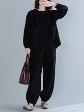 Retro Loose Plus Size Corduroy Long Sleeve Suit